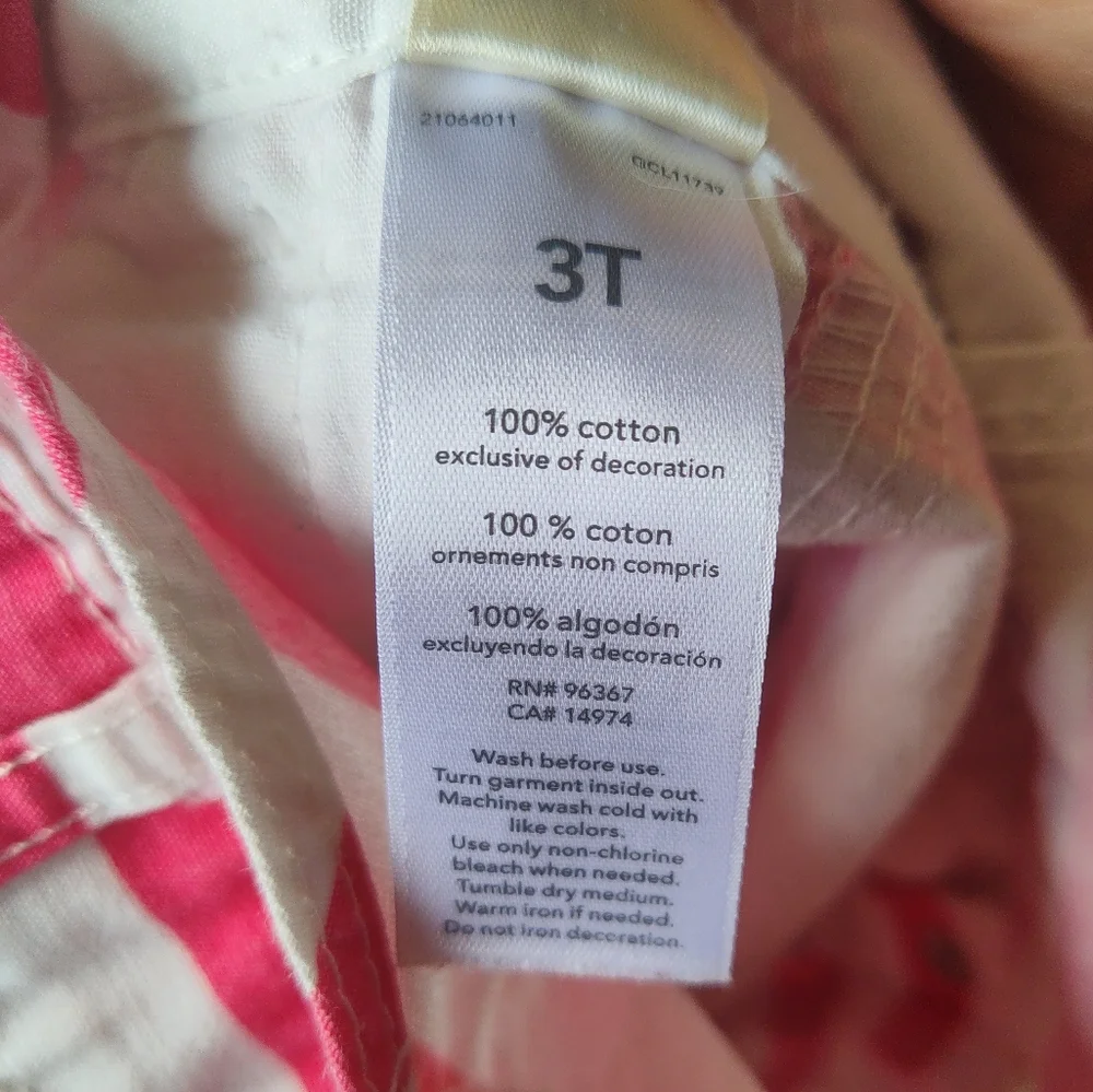 Oshkosh B'Gosh Pink Striped Overalls Dress 3T